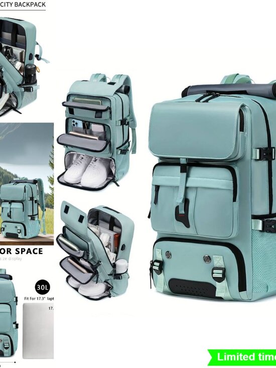 Large Capacity Laptop Backpack with Shoe Compartment, Multi-Functional Travel main image 8